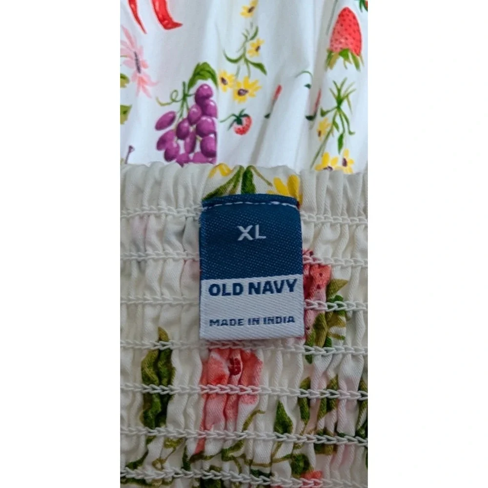 Old Navy sz XL Midi length Dress tank vegetable fruit garden theme cotton 0396 - Picture 6 of 7